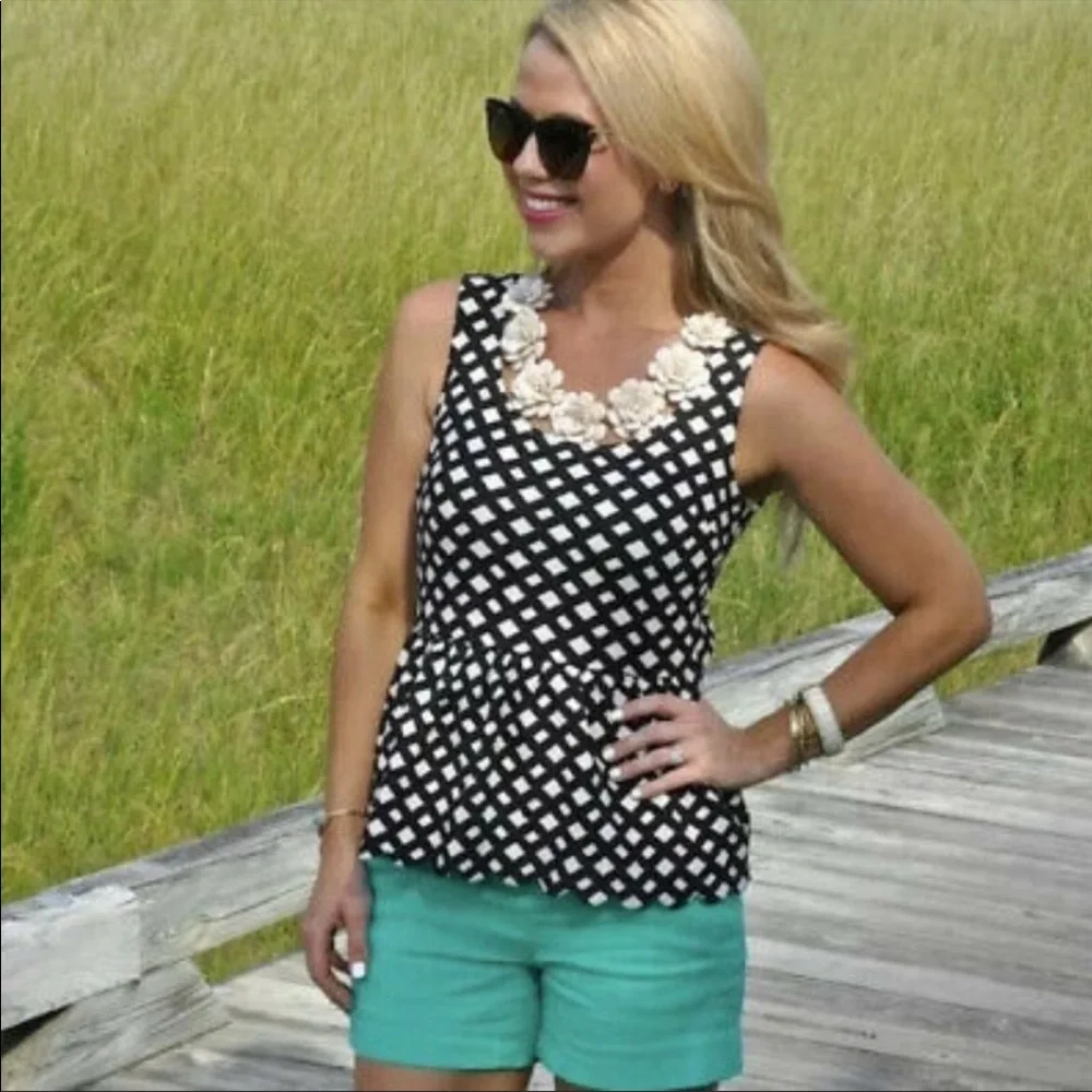 Anthropologie Postmark Scallop Peplum Top